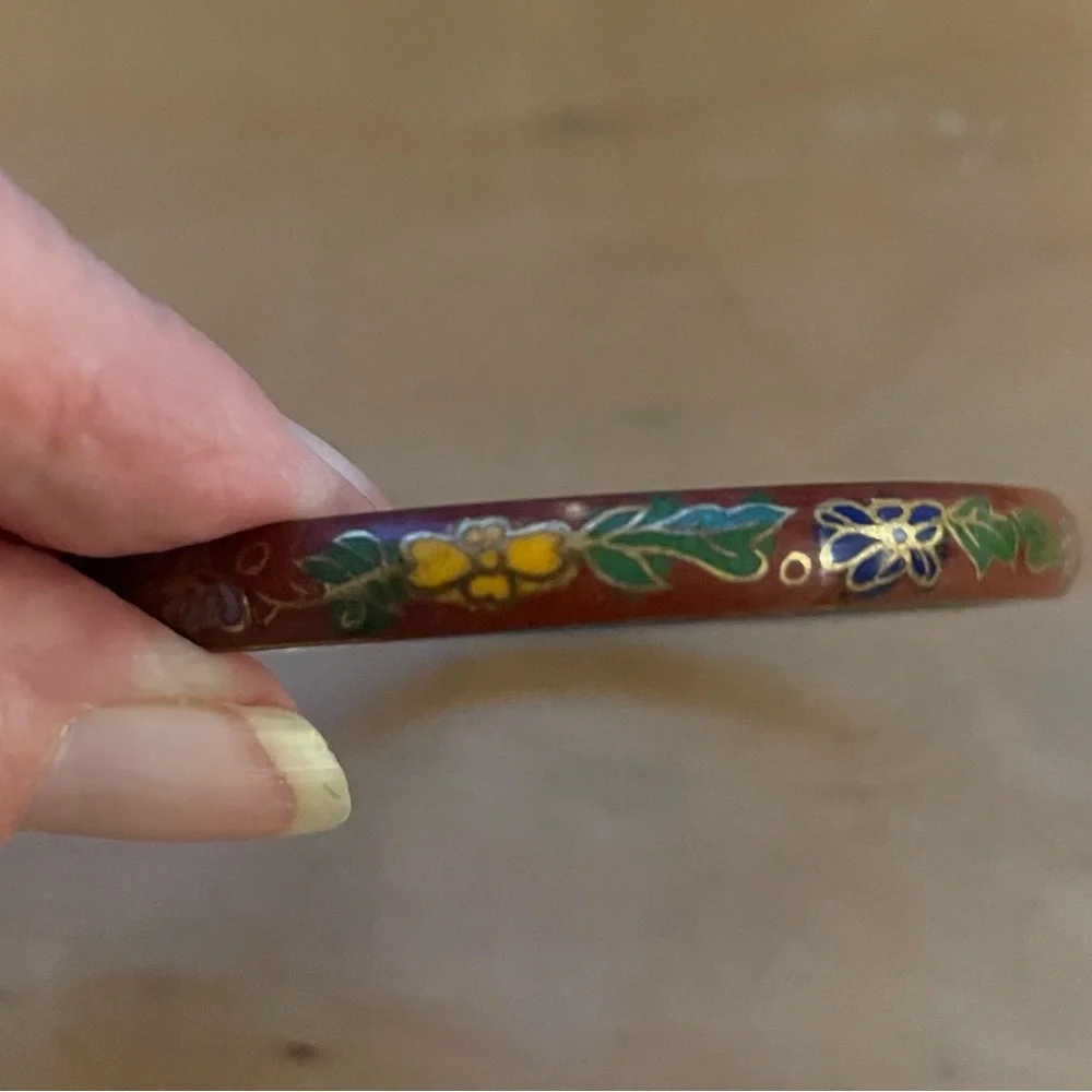 Old Chinese Cloisonné Bangle Bracelet - Picture 4 of 8